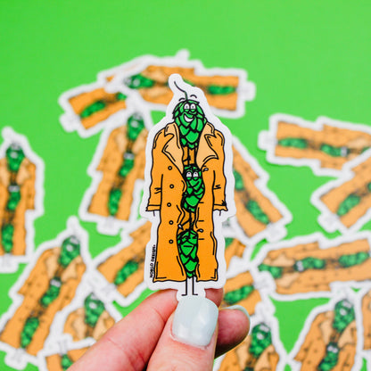 Three Hops In A Trench Coat Craft Beer Sticker